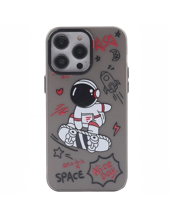 Newface iPhone 14 Pro Kılıf Prada Desenli Kapak - Prada Siyah - 1