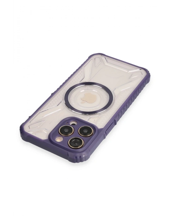 Newface iPhone 14 Pro Kılıf Prag Magneticsafe Kapak - Derin Mor