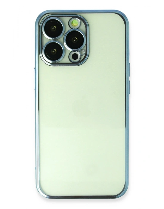 Newface iPhone 14 Pro Kılıf Razer Lensli Silikon - Açık Mavi