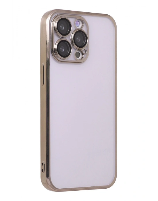 Newface iPhone 14 Pro Kılıf Razer Lensli Silikon - Gold