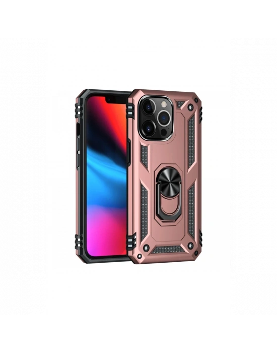 Newface iPhone 14 Pro Kılıf Sofya Yüzüklü Silikon Kapak - Rose