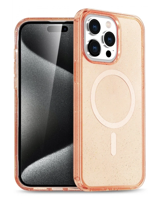 Newface iPhone 14 Pro Kılıf Star Magsafe Kapak - Turuncu