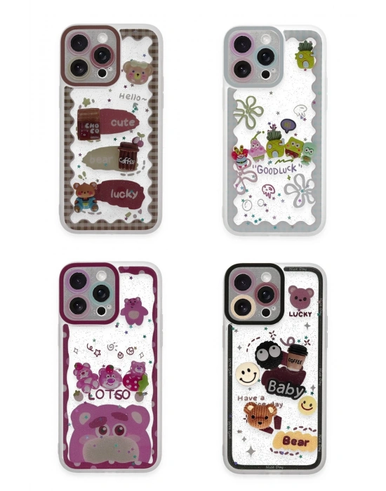 Newface iPhone 14 Pro Kılıf Sweet Desenli Silikon Kapak - Açık Mavi