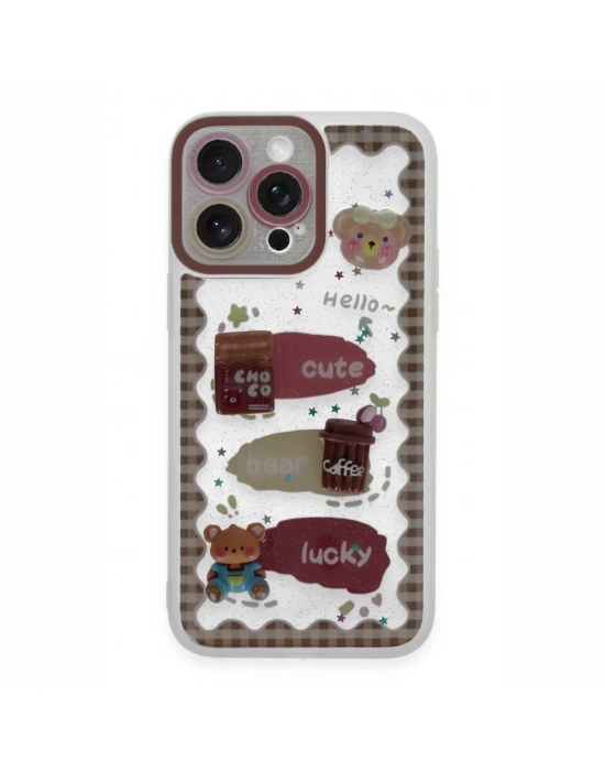 Newface iPhone 14 Pro Kılıf Sweet Desenli Silikon Kapak - Şeffaf