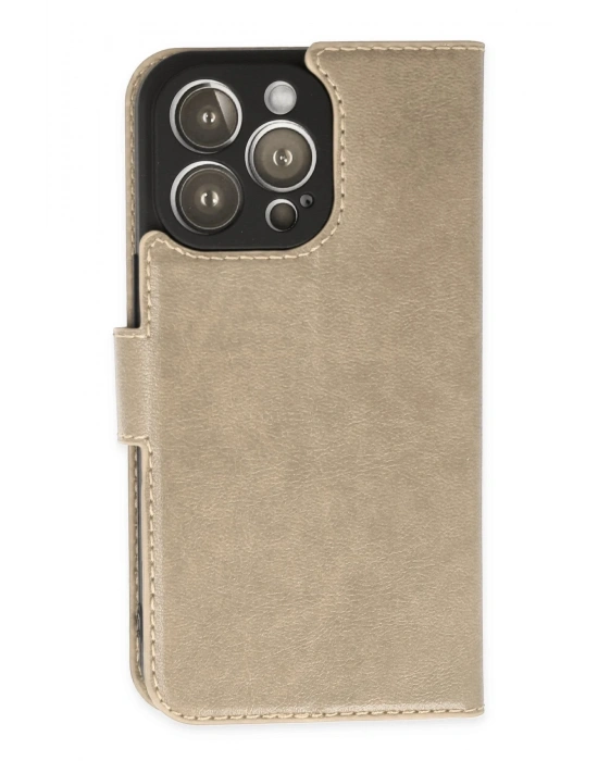 Newface iPhone 14 Pro Kılıf Trend S Plus Kapaklı Kılıf - Gold