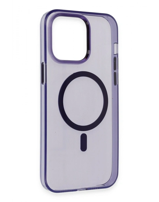 Newface iPhone 14 Pro Kılıf Tron Şeffaf Magsafe Kapak - Derin Mor