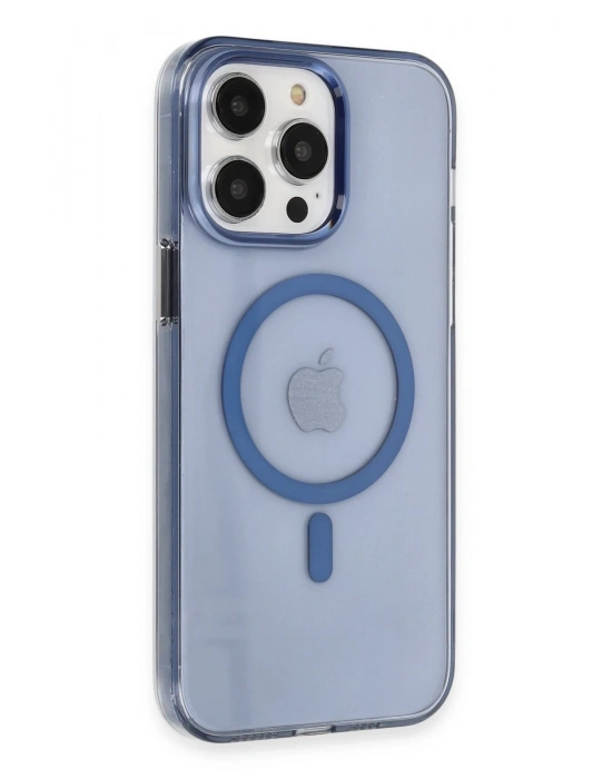 Newface iPhone 14 Pro Kılıf Tron Şeffaf Magsafe Kapak - Mavi