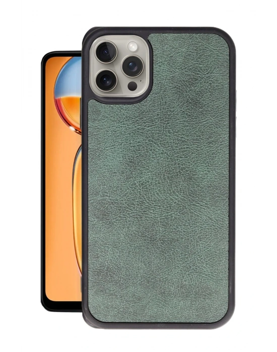 Newface iPhone 14 Pro Max Kılıf Aras Deri Kapak - Koyu Yeşil