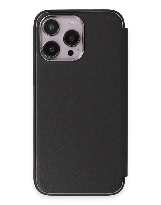 Newface iPhone 14 Pro Max Kılıf Dolpin Kapaklı - Siyah