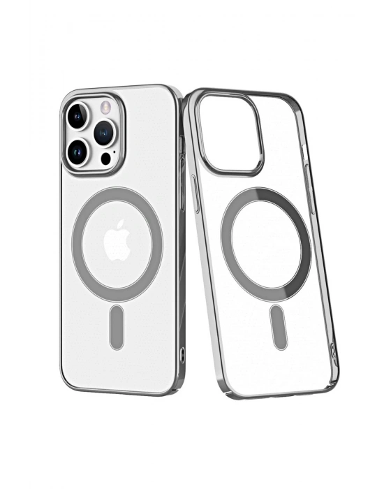 Newface iPhone 14 Pro Max Kılıf Element Magneticsafe Sert Kapak - Gümüş