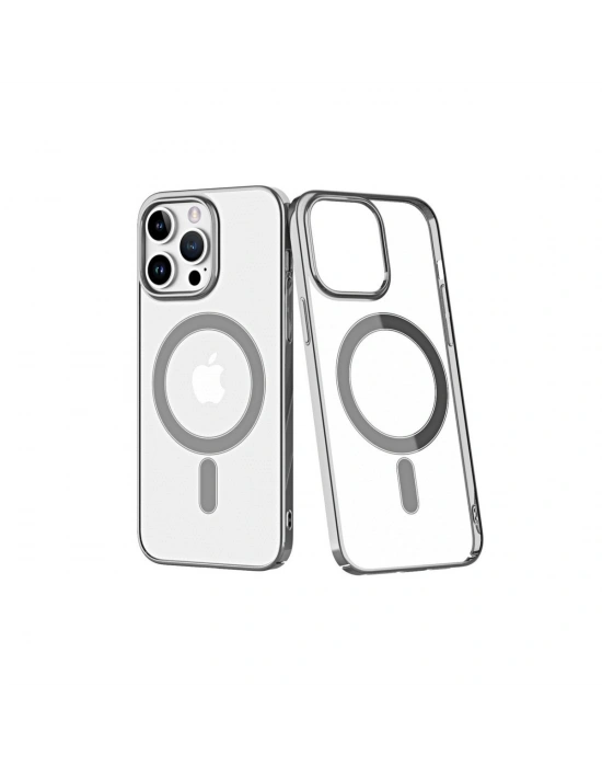 Newface iPhone 14 Pro Max Kılıf Element Magneticsafe Sert Kapak - Gümüş