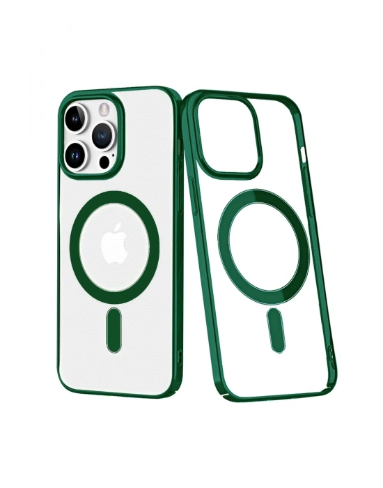 Newface iPhone 14 Pro Max Kılıf Element Magneticsafe Sert Kapak - Köknar Yeşili