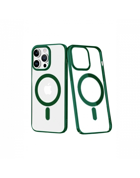 Newface iPhone 14 Pro Max Kılıf Element Magneticsafe Sert Kapak - Köknar Yeşili