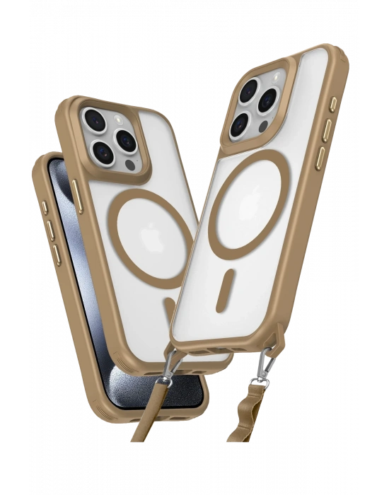 Newface iPhone 14 Pro Max Kılıf Enka Magsafe Silikon Kılıf - Desert