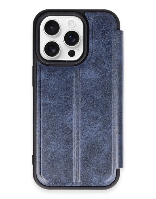 Newface iPhone 14 Pro Max Kılıf Flip Cover - Lacivert