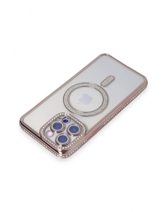 Newface iPhone 14 Pro Max Kılıf Joke Simli Magneticsafe Kılıf - Pembe