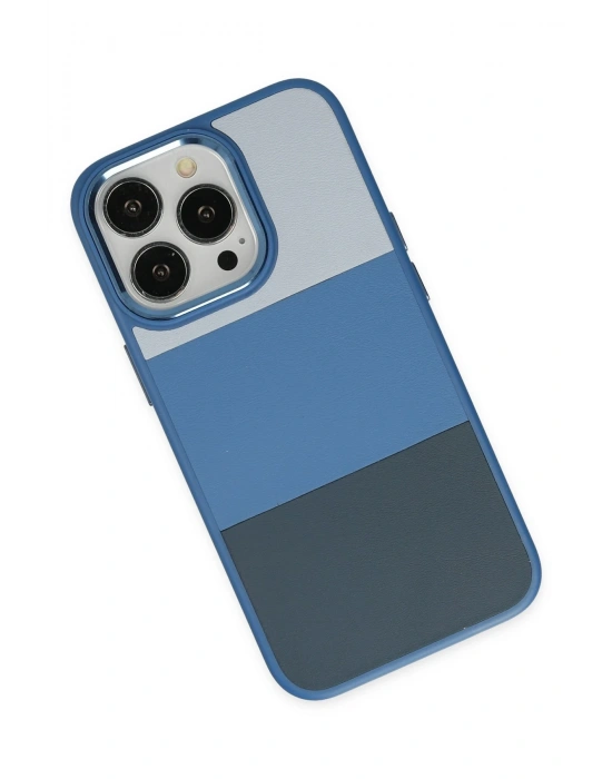 Newface iPhone 14 Pro Max Kılıf King Kapak - Açık Mavi-Lacivert