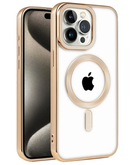 Newface iPhone 14 Pro Max Kılıf Kronos Magsafe Kapak - Gold