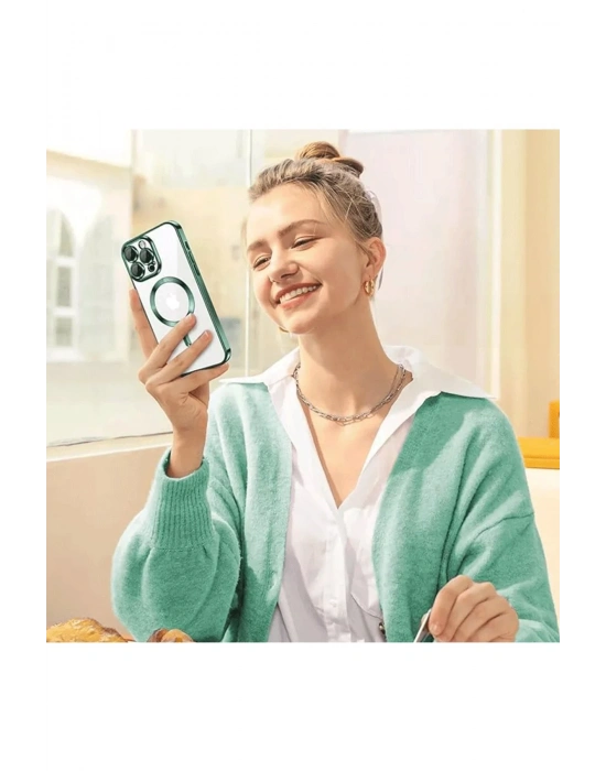 Newface iPhone 14 Pro Max Kılıf Kross Magneticsafe Kapak - Gümüş