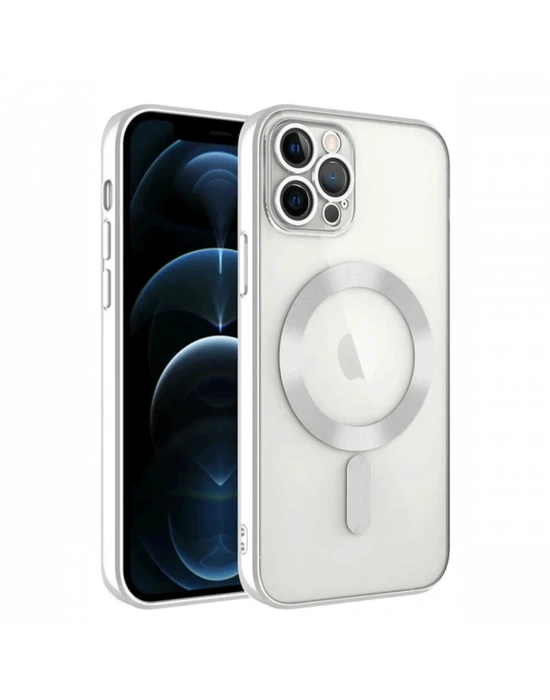 Newface iPhone 14 Pro Max Kılıf Kross Magneticsafe Kapak - Gümüş