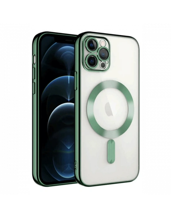 Newface iPhone 14 Pro Max Kılıf Kross Magneticsafe Kapak - Koyu Yeşil