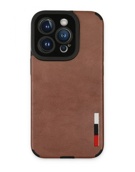 Newface iPhone 14 Pro Max Kılıf Loop Deri Silikon - Kahverengi