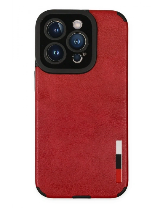 Newface iPhone 14 Pro Max Kılıf Loop Deri Silikon - Kırmızı