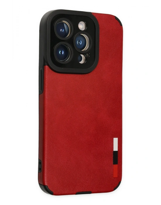 Newface iPhone 14 Pro Max Kılıf Loop Deri Silikon - Kırmızı