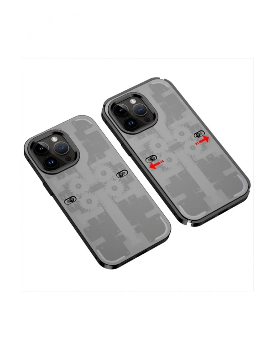 Newface iPhone 14 Pro Max Kılıf Mekanik Bumper Kapak - Siyah