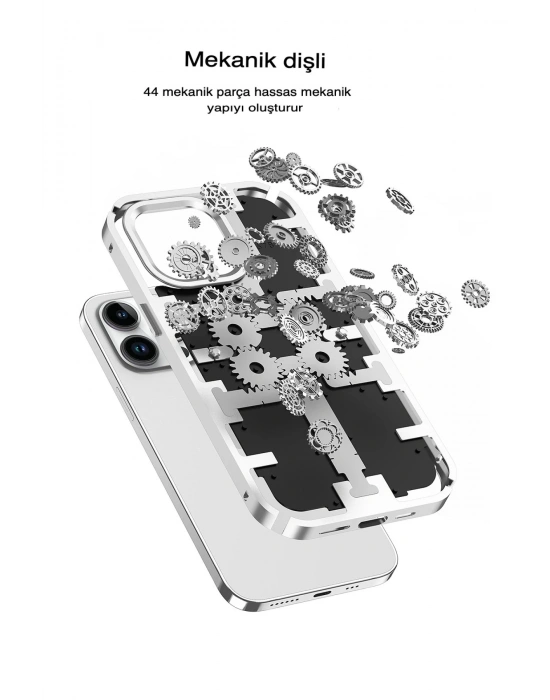 Newface iPhone 14 Pro Max Kılıf Mekanik Bumper Kapak - Yeşil