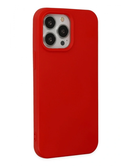 Newface iPhone 14 Pro Max Kılıf Nano içi Kadife Silikon - Kırmızı