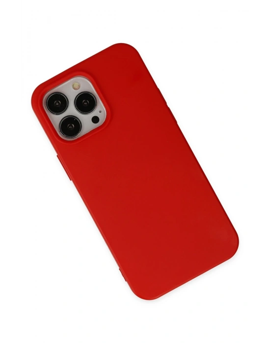 Newface iPhone 14 Pro Max Kılıf Nano içi Kadife Silikon - Kırmızı