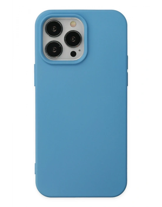 Newface iPhone 14 Pro Max Kılıf Nano içi Kadife Silikon - Mavi