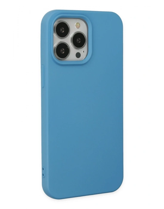 Newface iPhone 14 Pro Max Kılıf Nano içi Kadife Silikon - Mavi