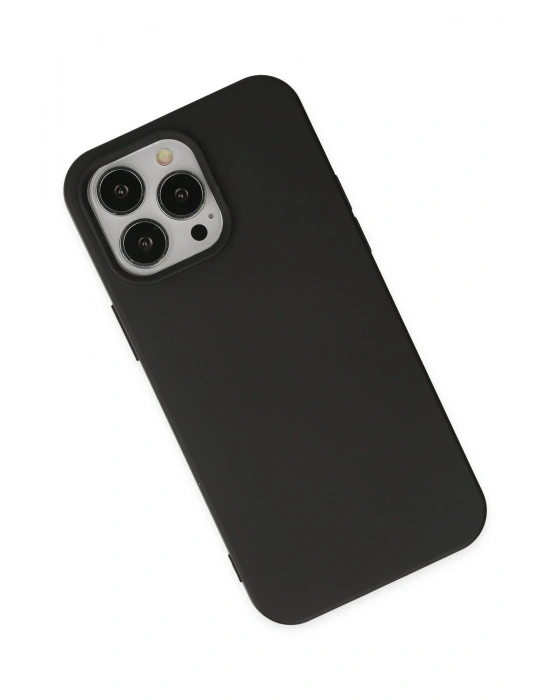 Newface iPhone 14 Pro Max Kılıf Nano içi Kadife Silikon - Siyah