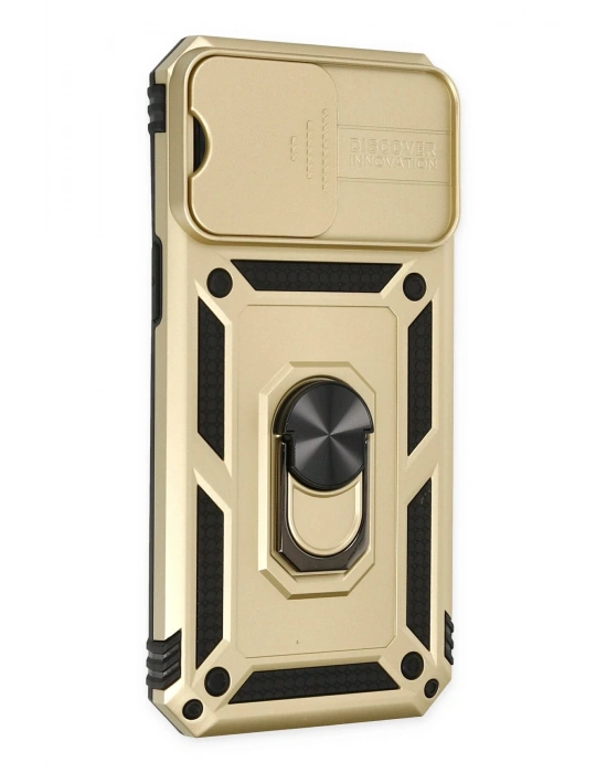 Newface iPhone 14 Pro Max Kılıf Pars Lens Yüzüklü Silikon - Gold