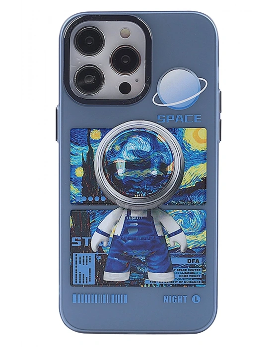 Newface iPhone 14 Pro Max Kılıf Prada Desenli Kapak - Prada Mavi - 1