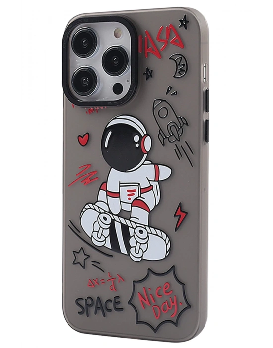 Newface iPhone 14 Pro Max Kılıf Prada Desenli Kapak - Prada Siyah - 1