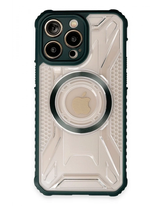 Newface iPhone 14 Pro Max Kılıf Prag Magneticsafe Kapak - Koyu Yeşil