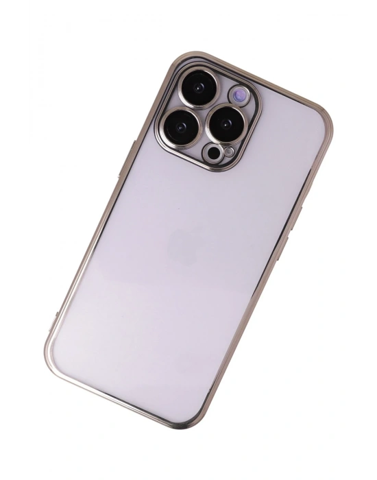 Newface iPhone 14 Pro Max Kılıf Razer Lensli Silikon - Gold