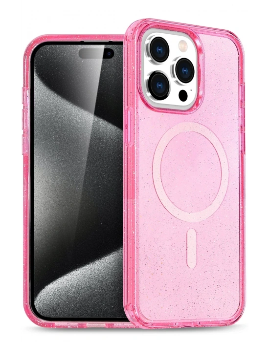 Newface iPhone 14 Pro Max Kılıf Star Magsafe Kapak - Pembe