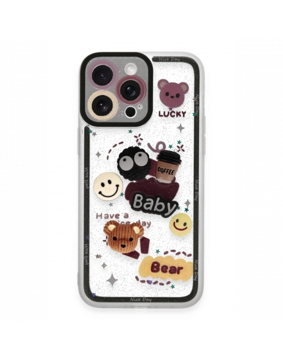 Newface iPhone 14 Pro Max Kılıf Sweet Desenli Silikon Kapak - Sarı