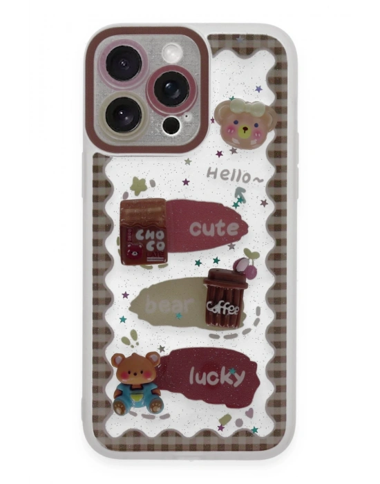 Newface iPhone 14 Pro Max Kılıf Sweet Desenli Silikon Kapak - Şeffaf