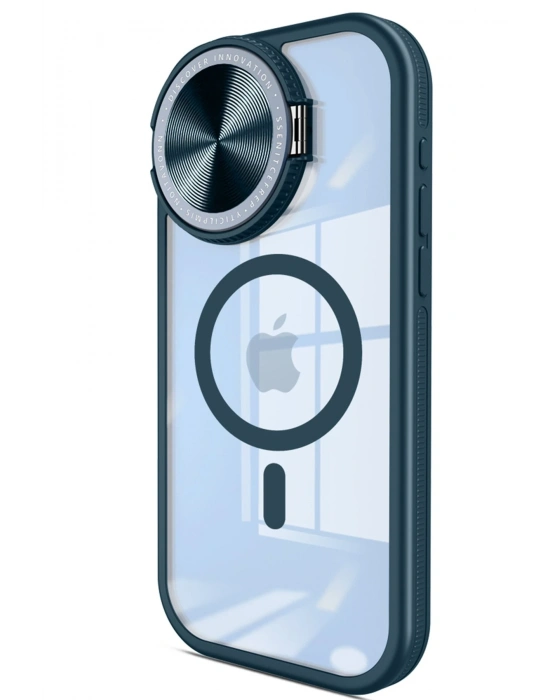 Newface iPhone 14 Pro Max Kılıf Teleskop Lens Magsafe Silikon Kapak - Lacivert