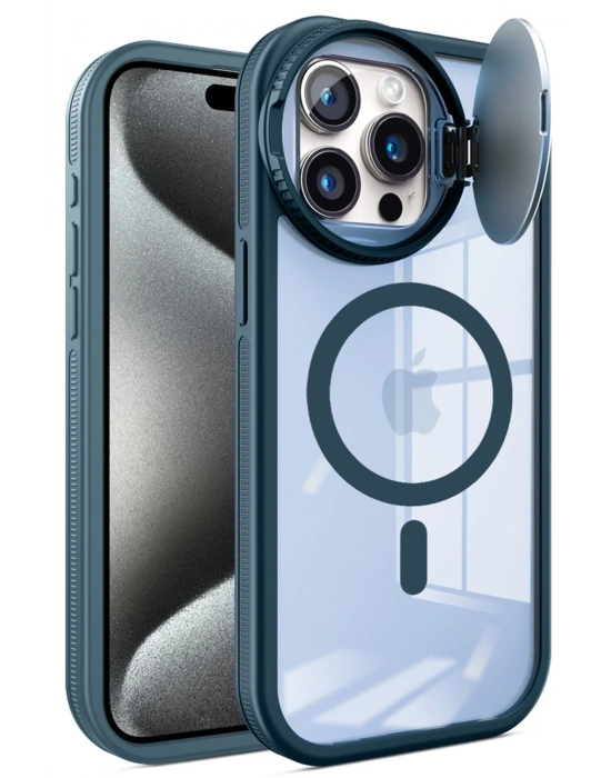 Newface iPhone 14 Pro Max Kılıf Teleskop Lens Magsafe Silikon Kapak - Lacivert