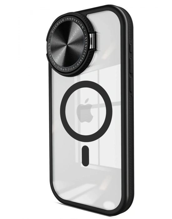 Newface iPhone 14 Pro Max Kılıf Teleskop Lens Magsafe Silikon Kapak - Siyah