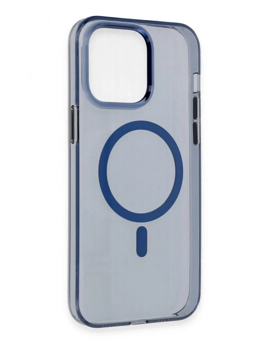 Newface iPhone 14 Pro Max Kılıf Tron Şeffaf Magsafe Kapak - Mavi