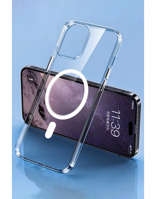 Newface iPhone 14 Pro Max Kılıf Tron Şeffaf Magsafe Kapak - Şeffaf