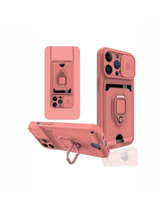 Newface iPhone 14 Pro Max Kılıf Zuma Kartvizitli Yüzüklü Silikon - Pembe