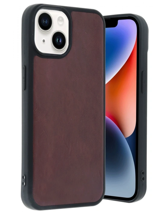 Newface iPhone 15 Kılıf Aras Deri Kapak - Bordo